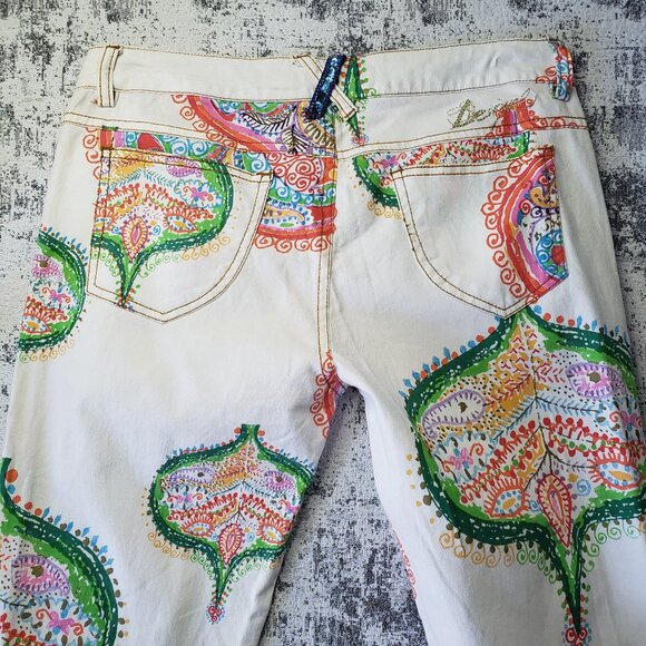 Bright + Lovely Desigual Spain Psychadelic Floral Pants Trousers Jeans! - Picture 7 of 16